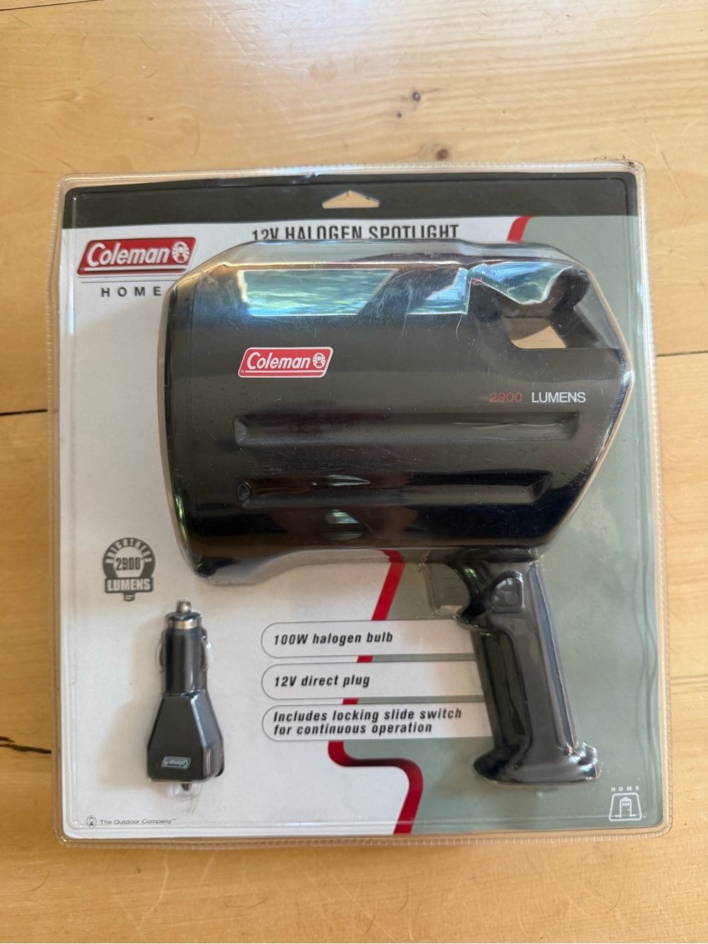 Coleman Black Spotlight with Red Logo - Portable 12V Halogen